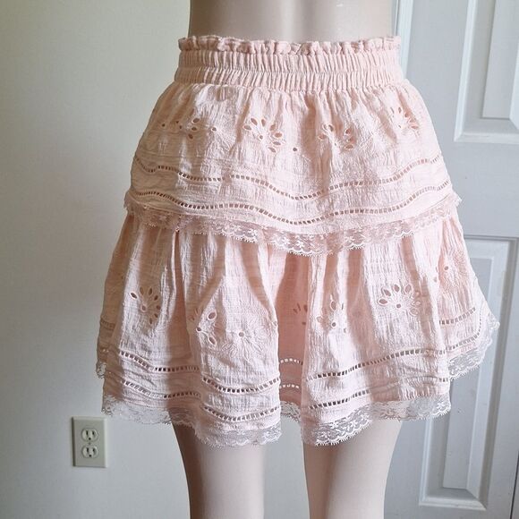 Mi Ami Pink Ruffled Lace Skirt Size M - Picture 3 of 6